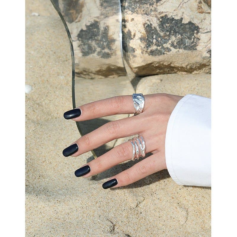 Pleated Skirt 925 Sterling Silver Adjustable Ring