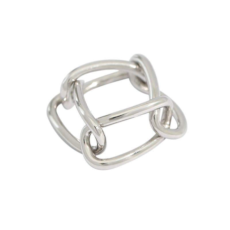 Hollow Paperclip Chain 925 Sterling Silver Ring