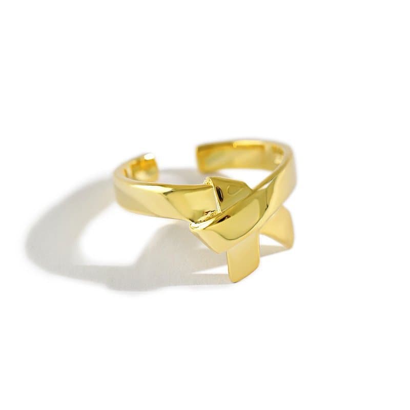 Irregular Bow-knot 925 Sterling Silver Adjustable Ring