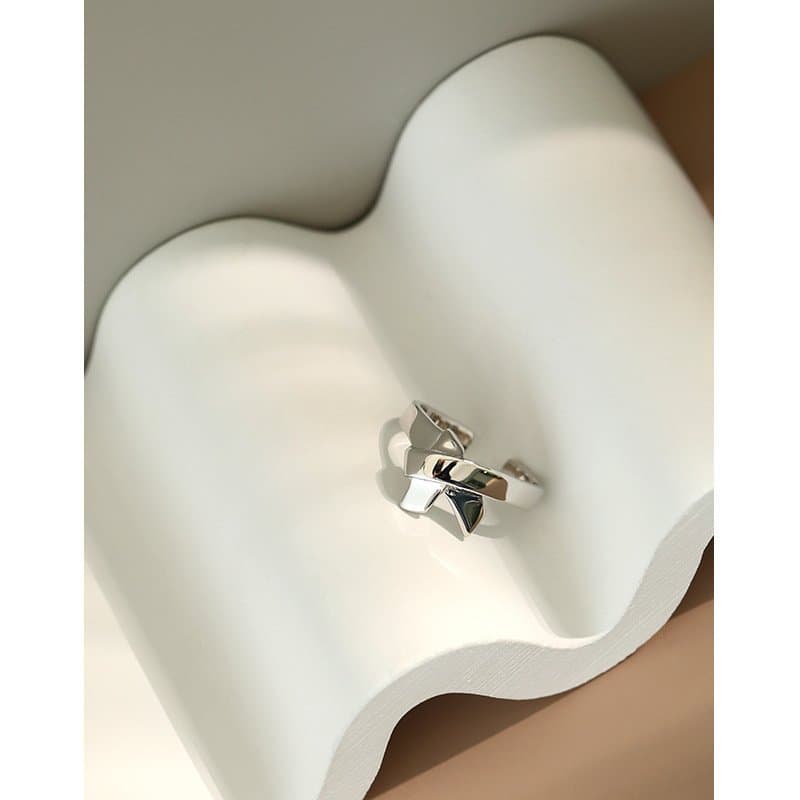 Irregular Bow-knot 925 Sterling Silver Adjustable Ring