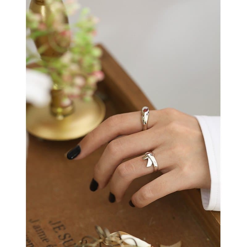 Irregular Bow-knot 925 Sterling Silver Adjustable Ring