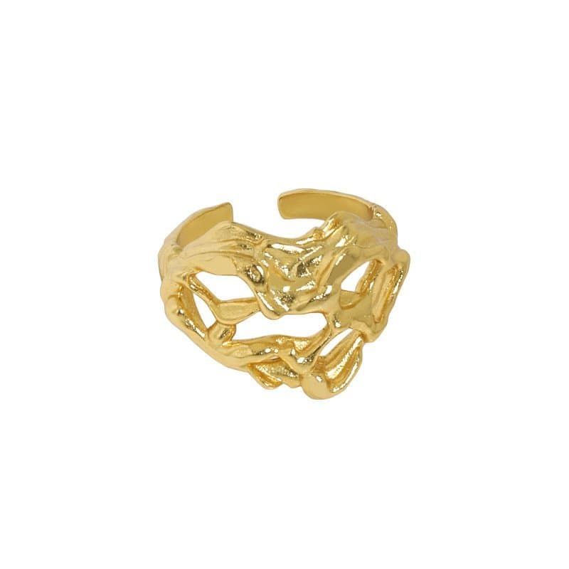 Hollow Hearts Wide 925 Sterling Silver Adjustable Ring