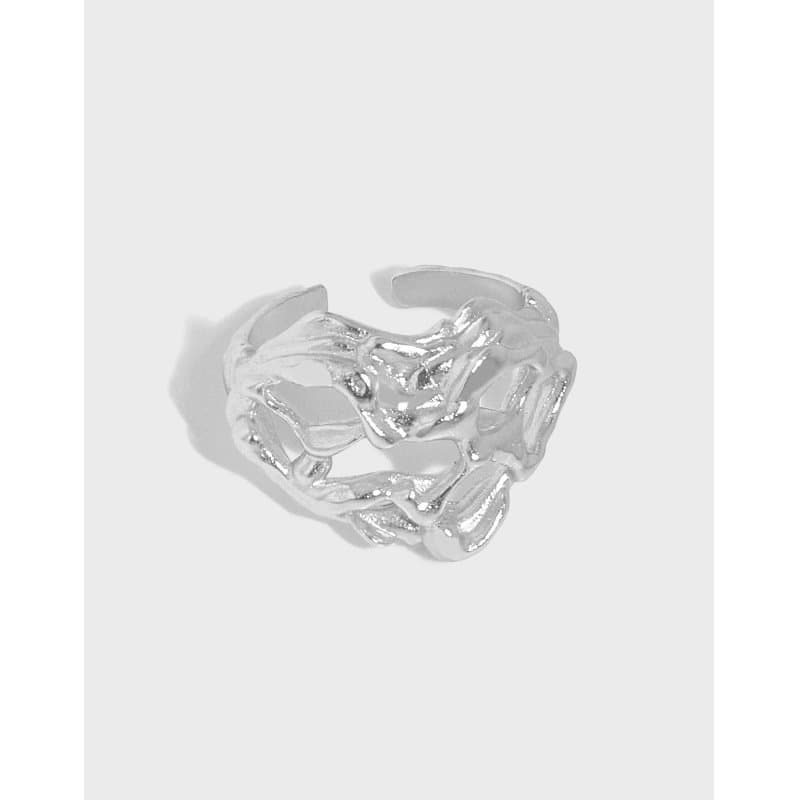 Hollow Hearts Wide 925 Sterling Silver Adjustable Ring