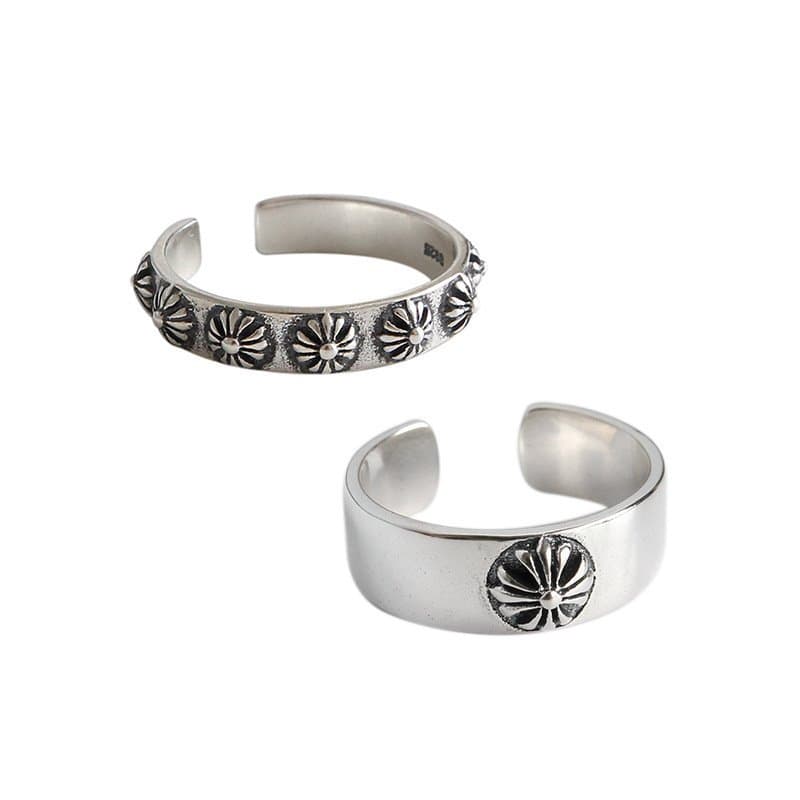 Vintage Flowers 925 Sterling Silver Adjustable Ring