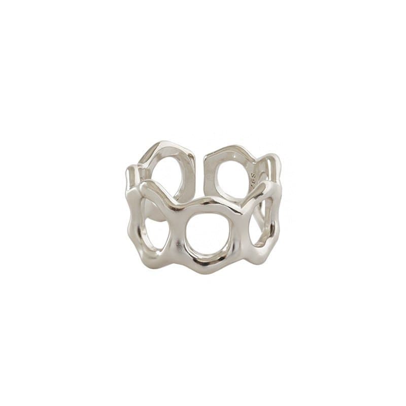 Geometric Hollow Holes 925 Sterling Silver Adjustable Ring