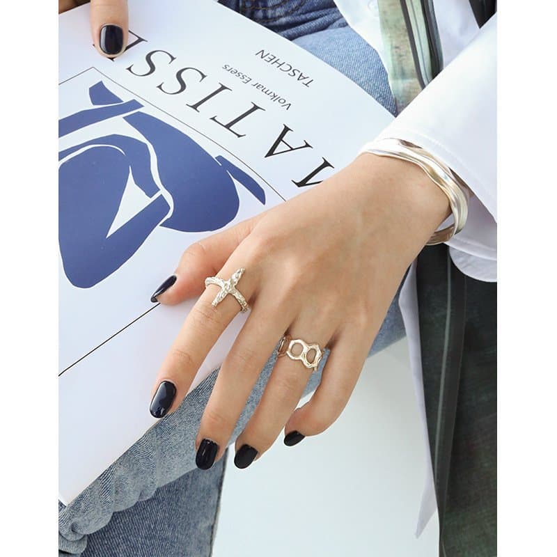 Geometric Hollow Holes 925 Sterling Silver Adjustable Ring