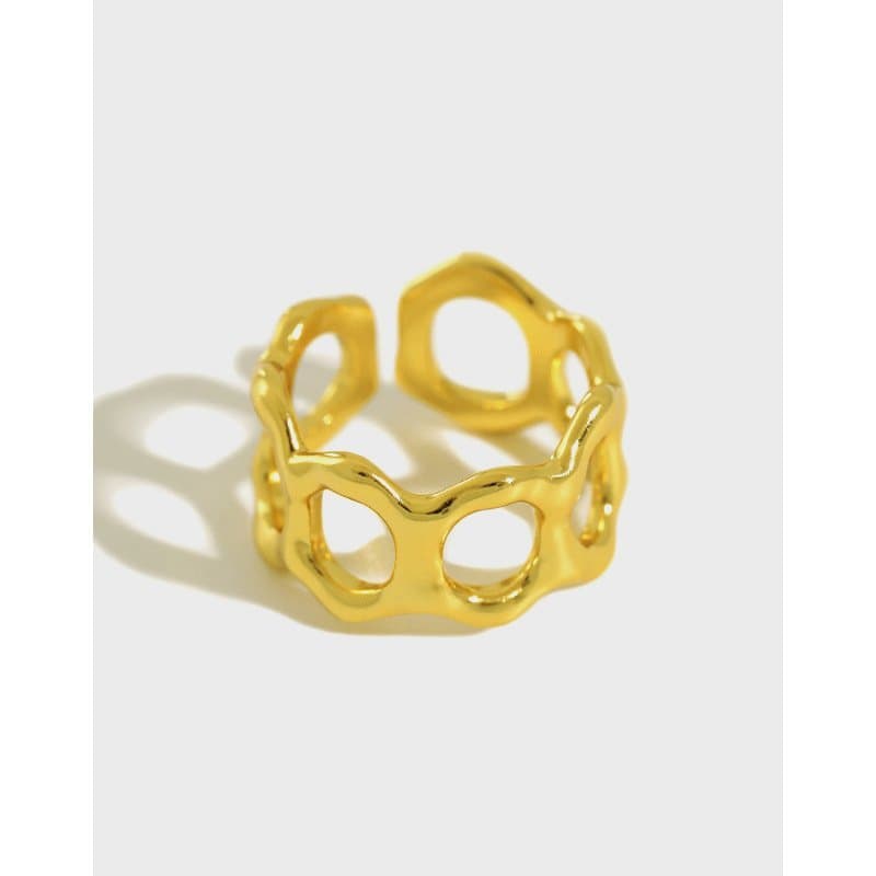 Geometric Hollow Holes 925 Sterling Silver Adjustable Ring
