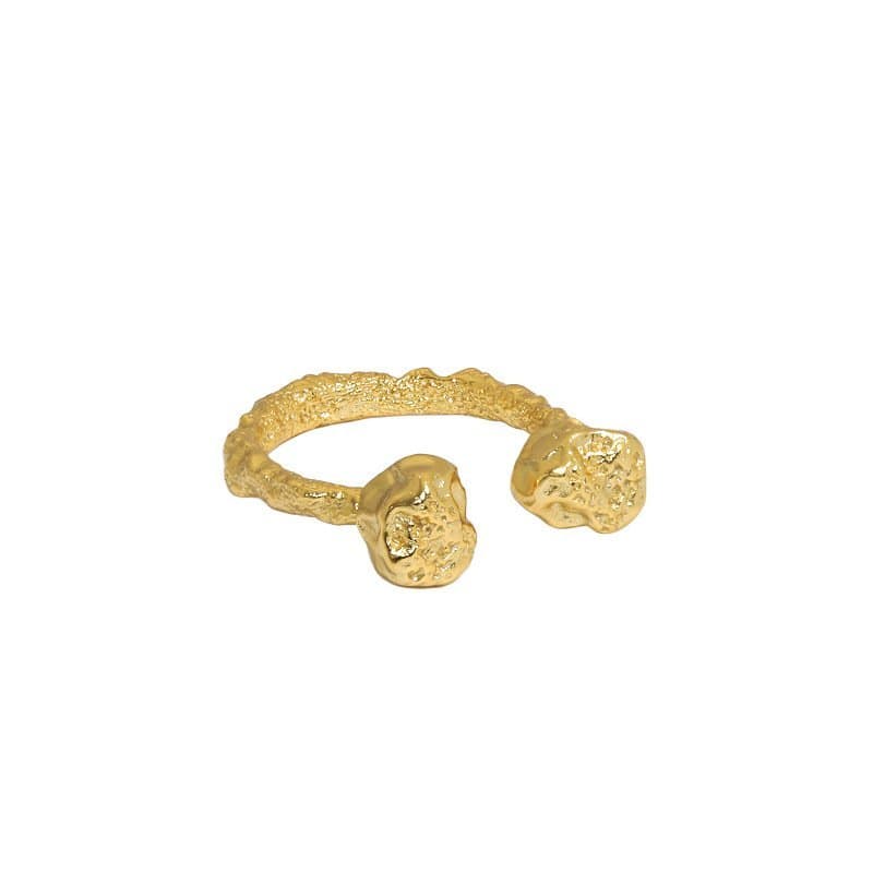 Irregular Two Bones 925 Sterling Silver Adjustable Ring