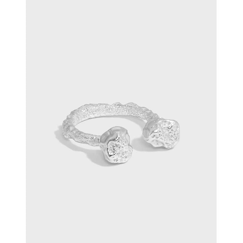 Irregular Two Bones 925 Sterling Silver Adjustable Ring