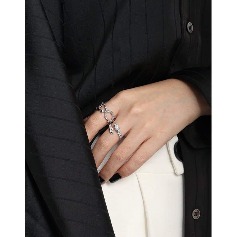 Rivet Hollow Cross 925 Sterling Silver Adjustable Ring