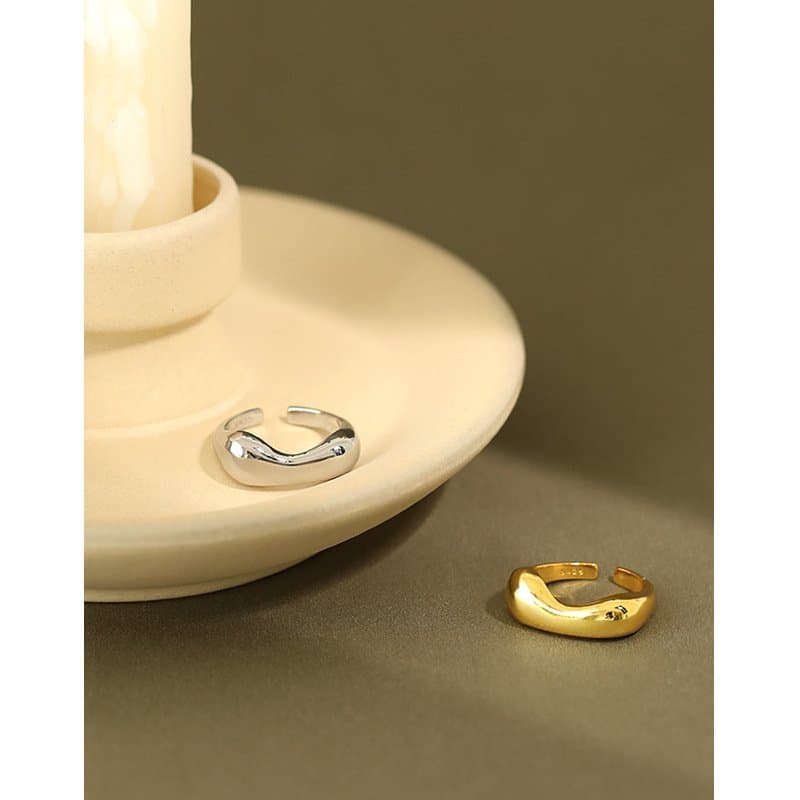 Irregular Bread 925 Sterling Silver Adjustable Ring