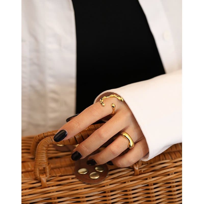 Irregular Bread 925 Sterling Silver Adjustable Ring