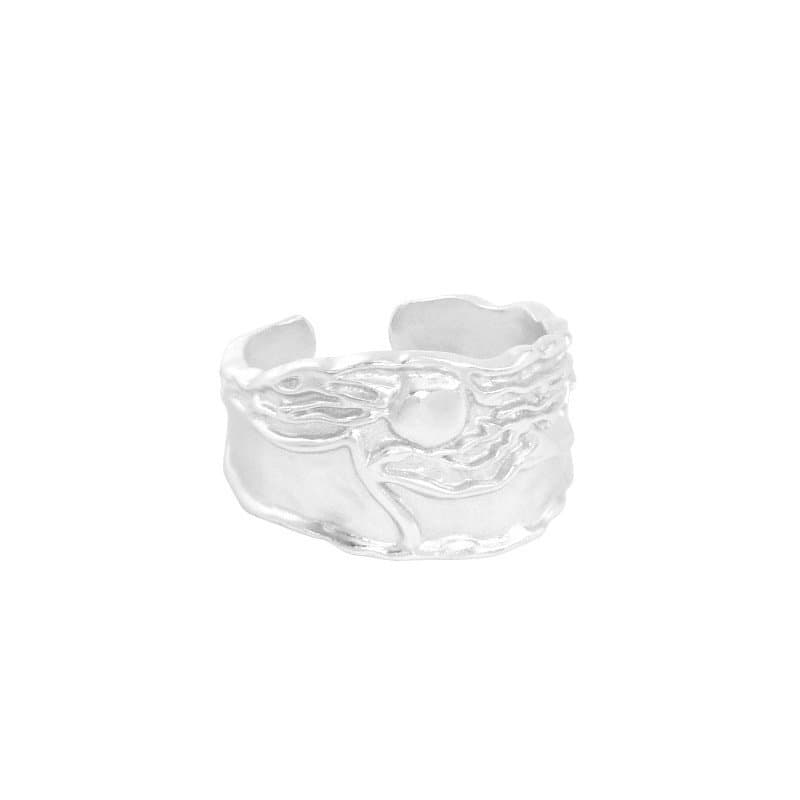 Moon Shines On The Sea 925 Sterling Silver Adjustable Ring