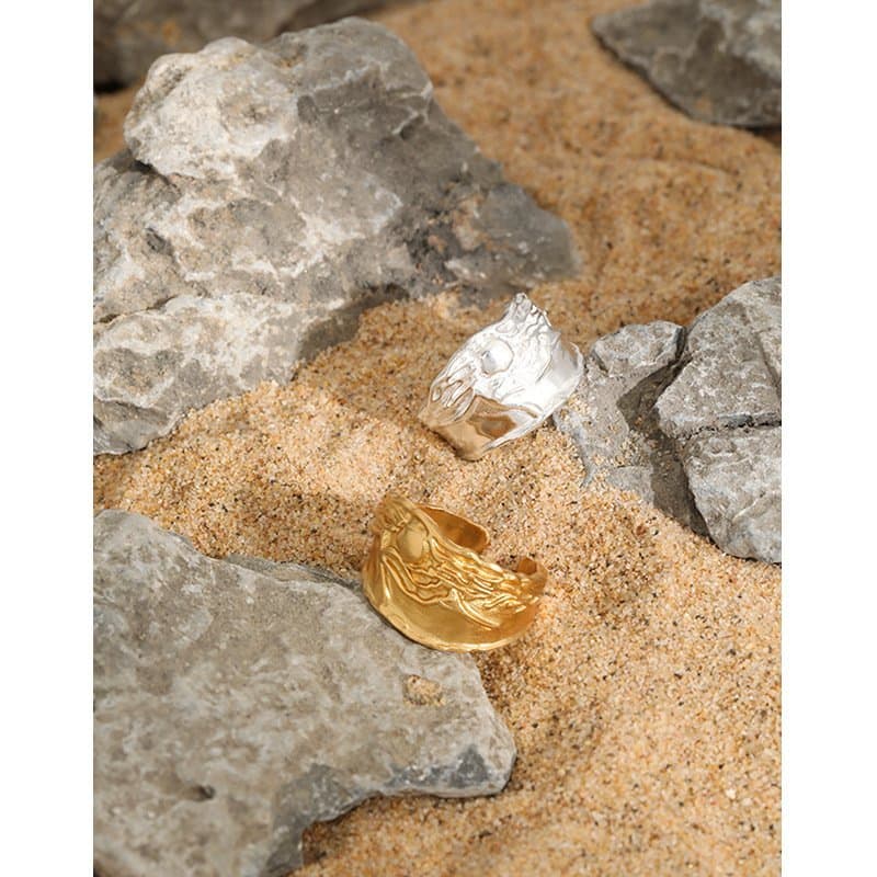 Moon Shines On The Sea 925 Sterling Silver Adjustable Ring