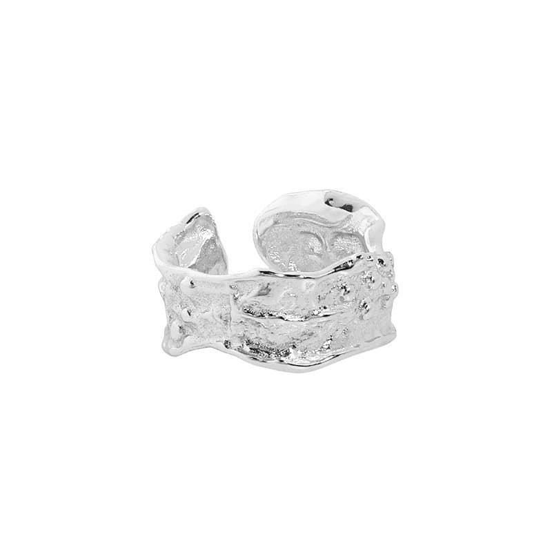 Irregular Wide Rock Stone 925 Sterling Silver Adjustable Ring