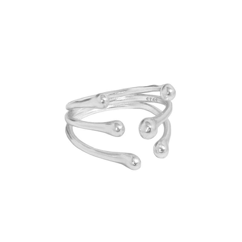 Irregular Beads Branch 925 Sterling Silver Adjustable Ring