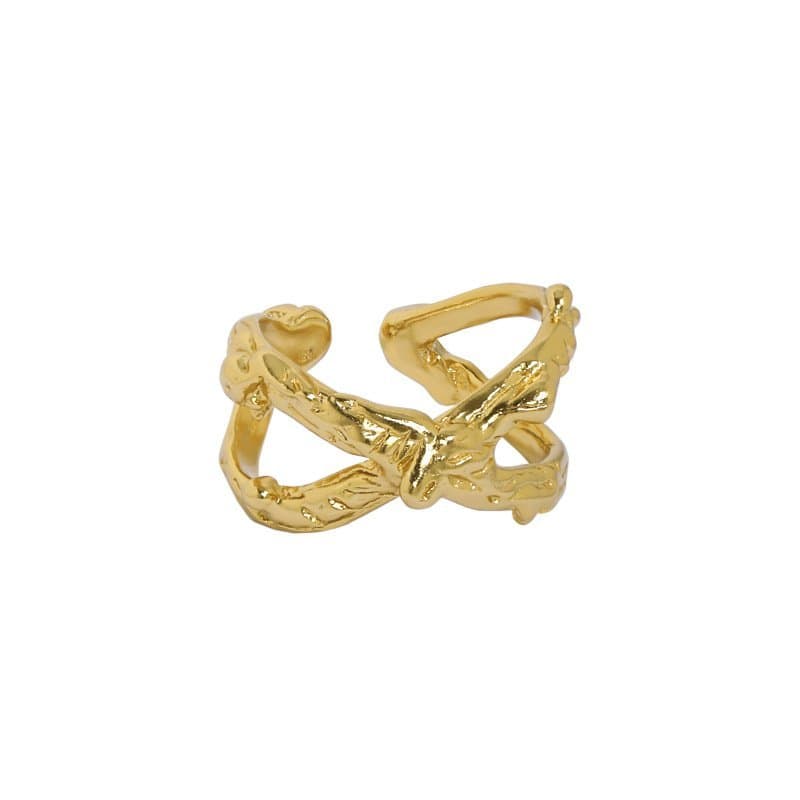 Double Layers Cross X Shape 925 Sterling Silver Adjustable Ring