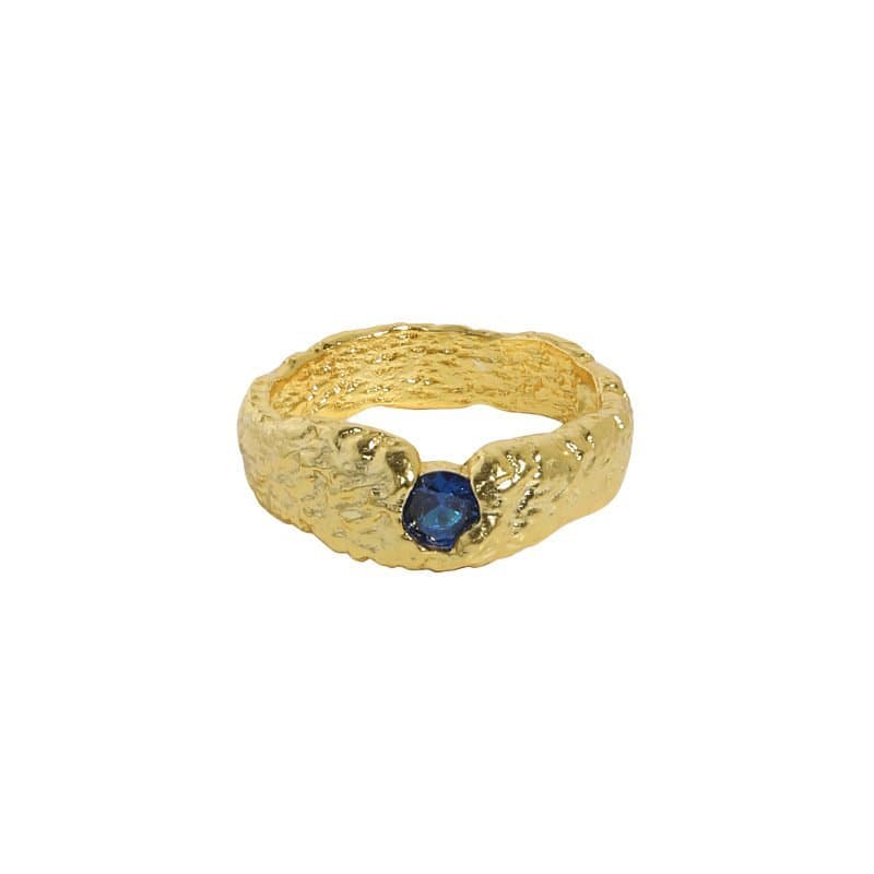 Blue CZ Irregualr 925 Sterling Silver Ring