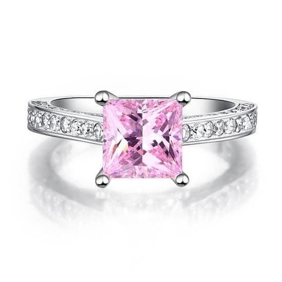 1.5 Carat Princess Cut Pink Created Diamond Ring