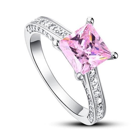 1.5 Carat Princess Cut Pink Created Diamond Ring