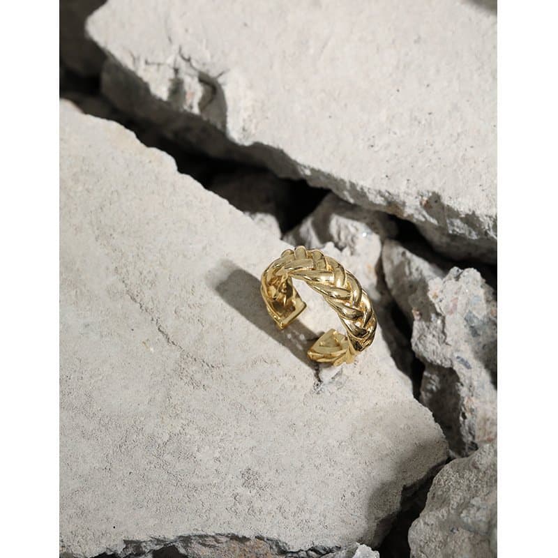 Hollow Twisted 925 Sterling Silver Adjustable Ring