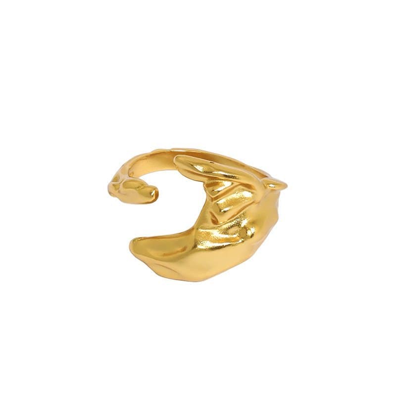 Irregular Moon 925 Sterling Silver Adjustable Ring