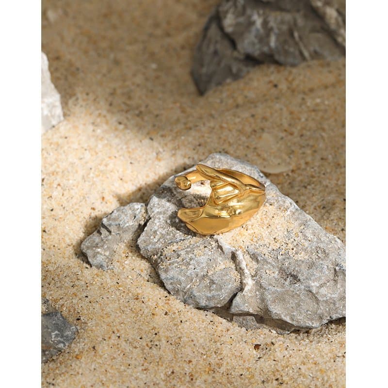Irregular Moon 925 Sterling Silver Adjustable Ring