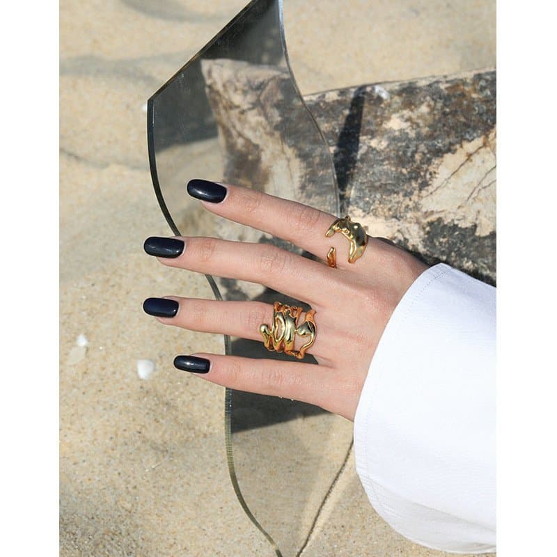 Irregular Moon 925 Sterling Silver Adjustable Ring