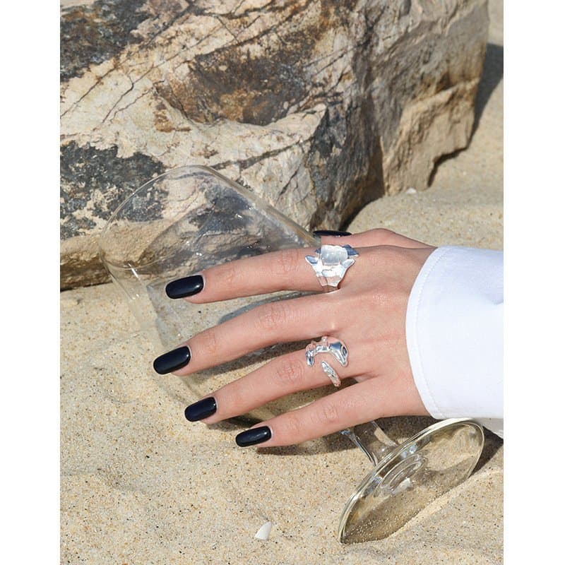 Irregular Moon 925 Sterling Silver Adjustable Ring