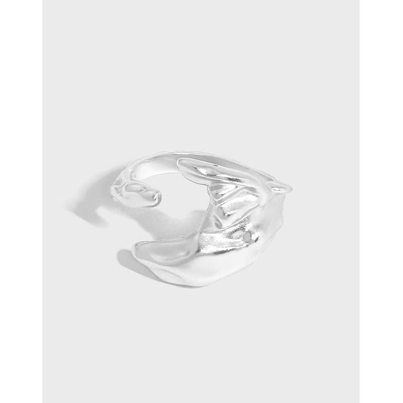 Irregular Moon 925 Sterling Silver Adjustable Ring