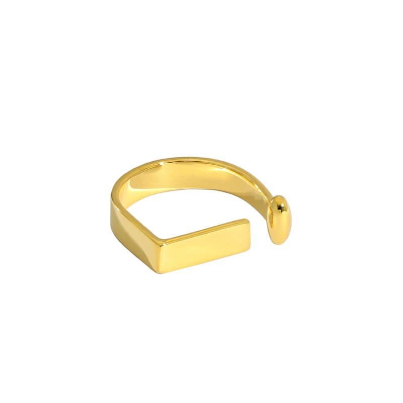 Rectangle Geometric 925 Sterling Silver Adjustable Ring