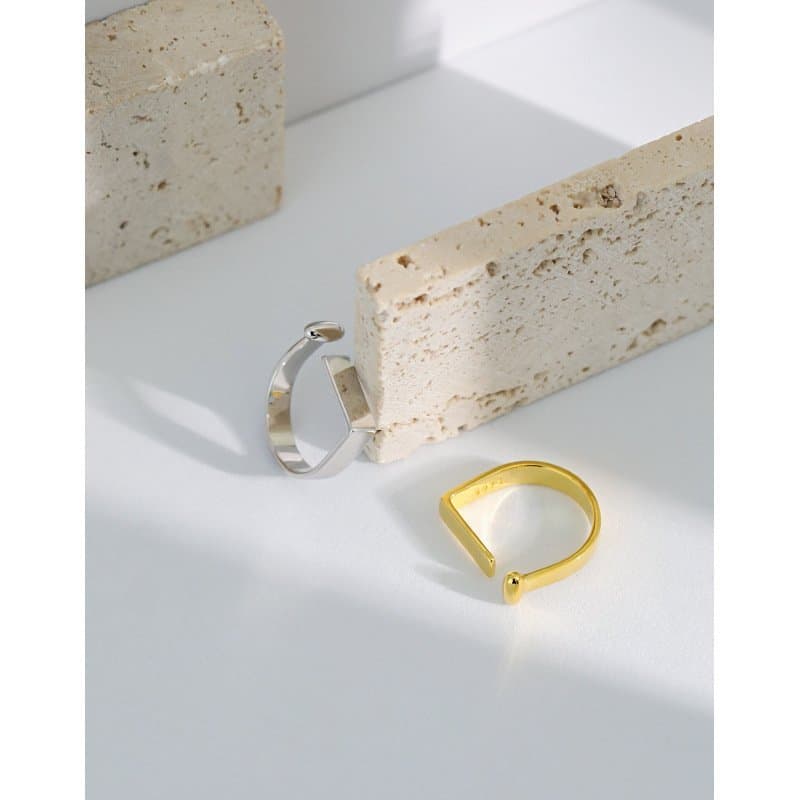 Rectangle Geometric 925 Sterling Silver Adjustable Ring