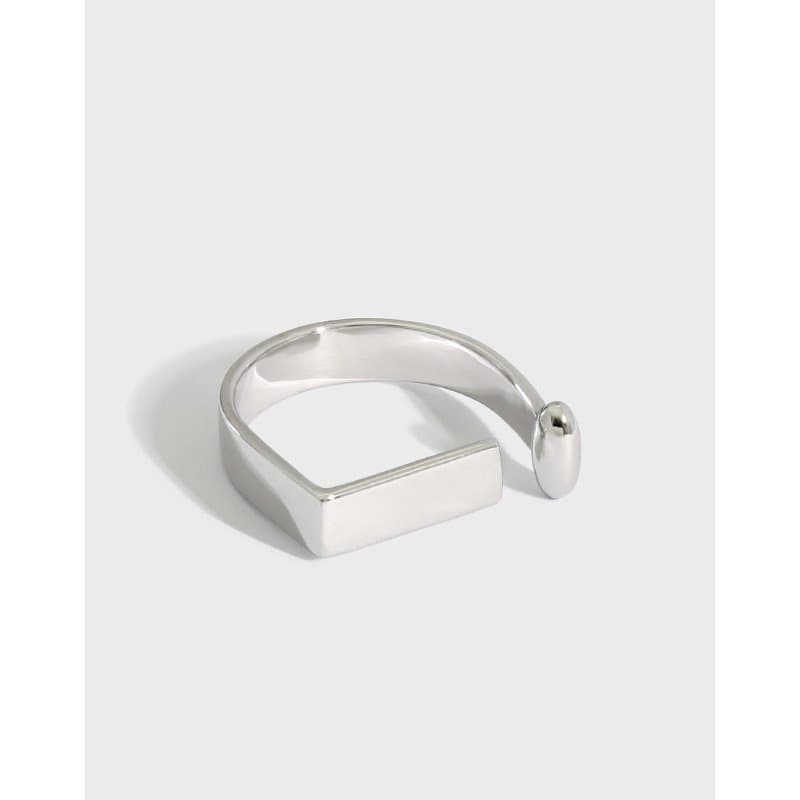 Rectangle Geometric 925 Sterling Silver Adjustable Ring