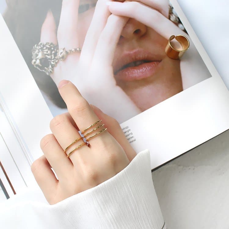 Double Triple Layers Wide 925 Sterling Silver Adjustable Ring