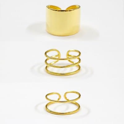Double Triple Layers Wide 925 Sterling Silver Adjustable Ring