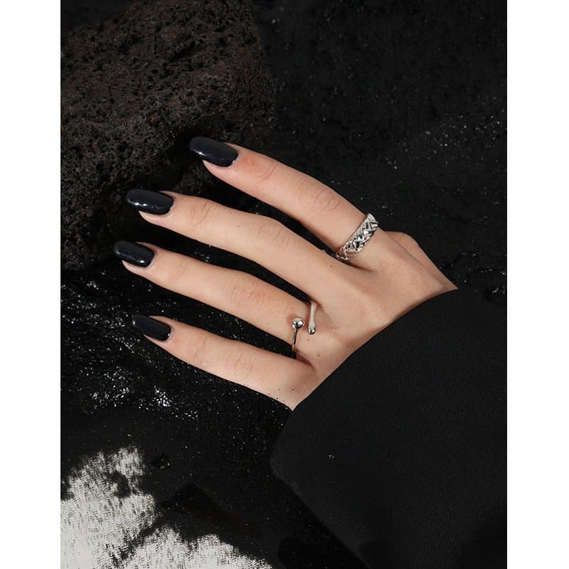 Geometric Waterdrop Cross 925 Sterling Silver Adjustable Ring