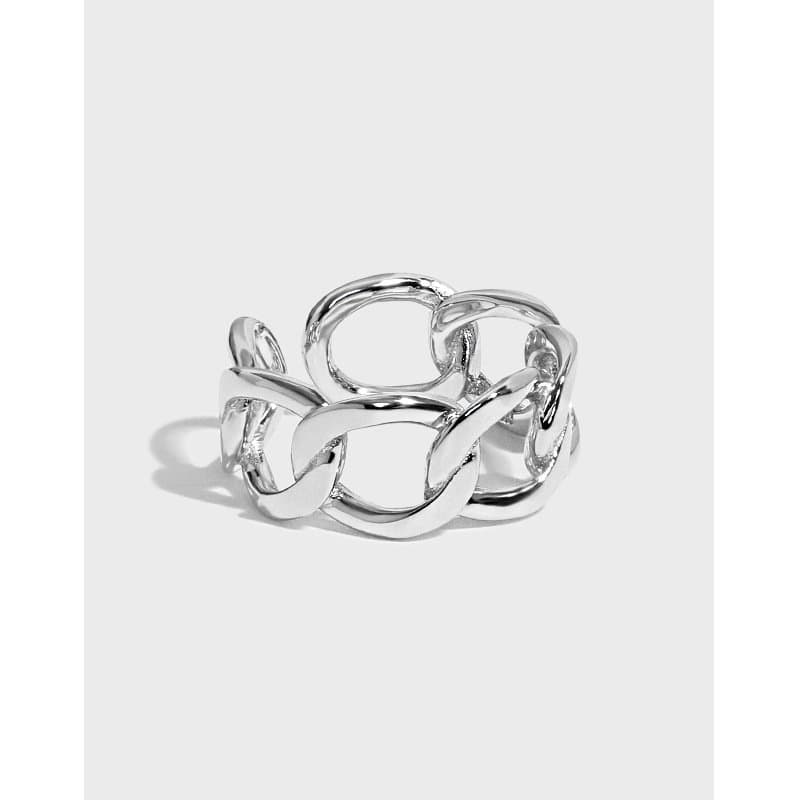Minimalist Hollow Chain 925 Sterling Silver Adjustable Ring