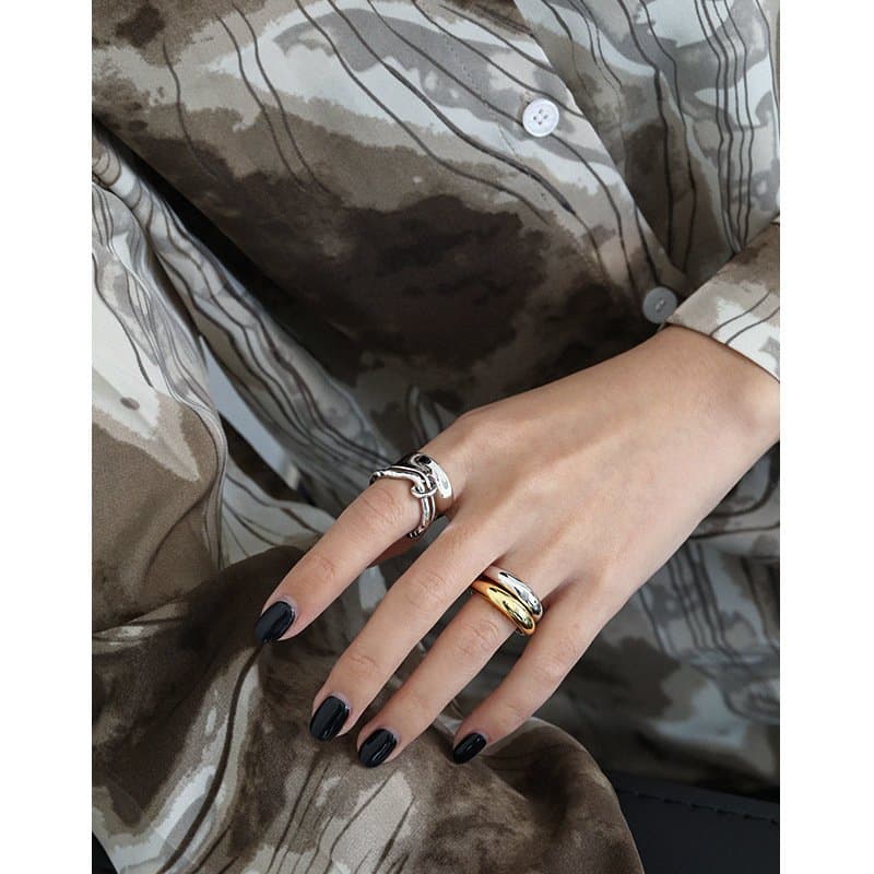 Masculine Irregular Knot 925 Sterling Silver Adjustable Ring