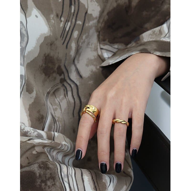 Masculine Irregular Knot 925 Sterling Silver Adjustable Ring