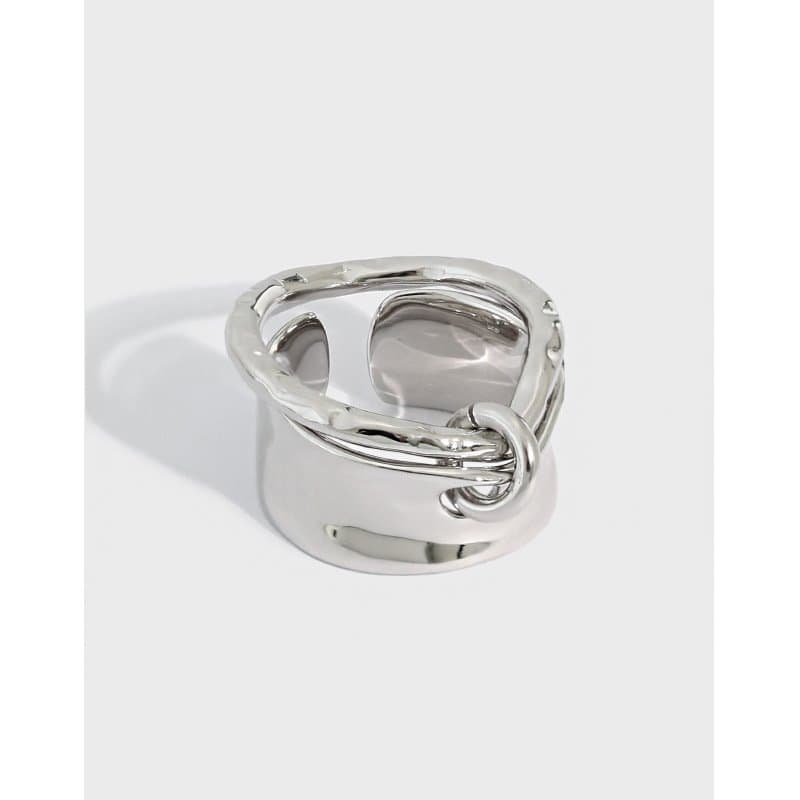 Masculine Irregular Knot 925 Sterling Silver Adjustable Ring