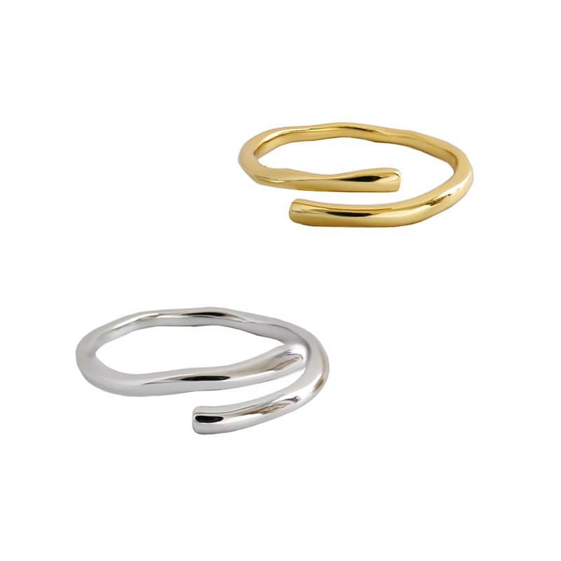 Irregular Wave 925 Sterling Silver Adjustable Ring