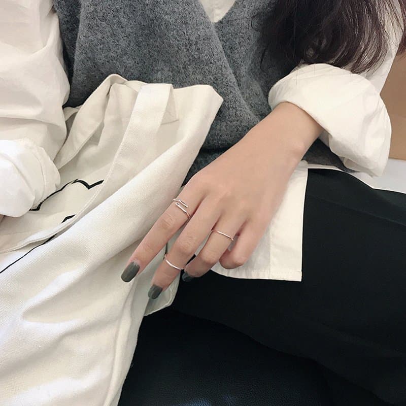 Irregular Wave 925 Sterling Silver Adjustable Ring