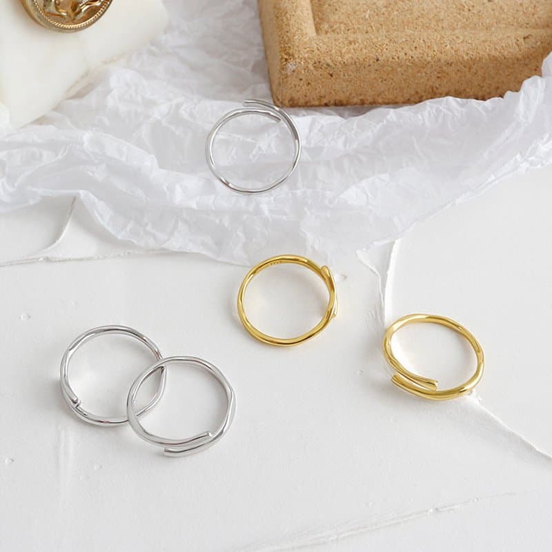 Irregular Wave 925 Sterling Silver Adjustable Ring