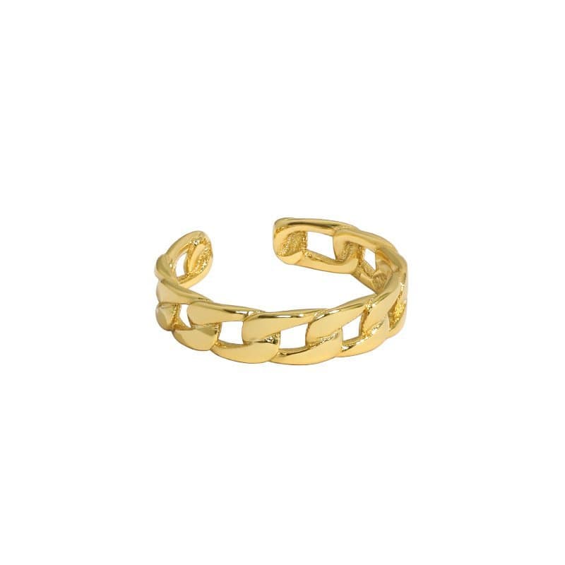 Classic Hollow Chain 925 Sterling Silver Adjustable Ring