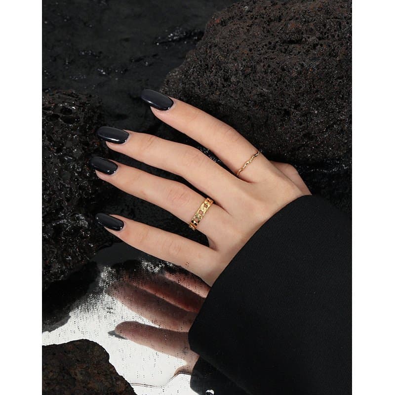 Classic Hollow Chain 925 Sterling Silver Adjustable Ring