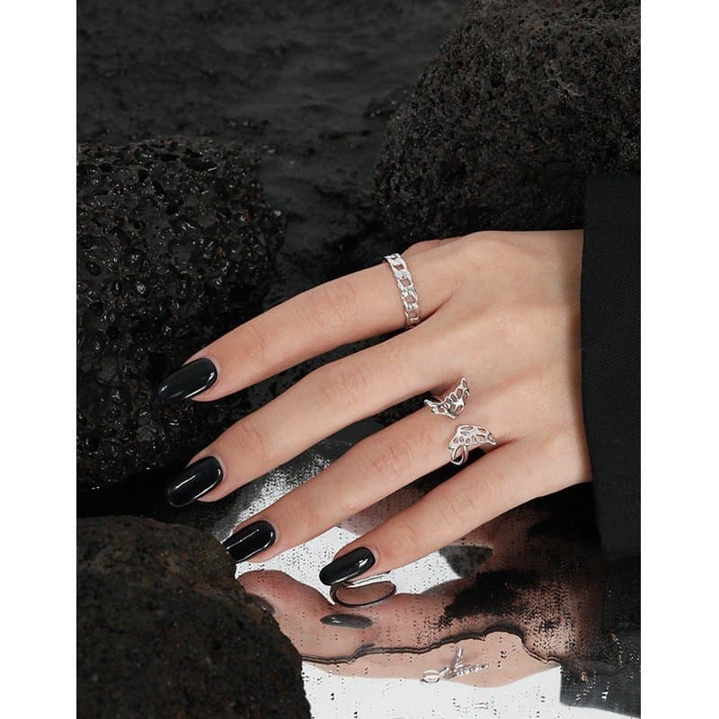 Classic Hollow Chain 925 Sterling Silver Adjustable Ring