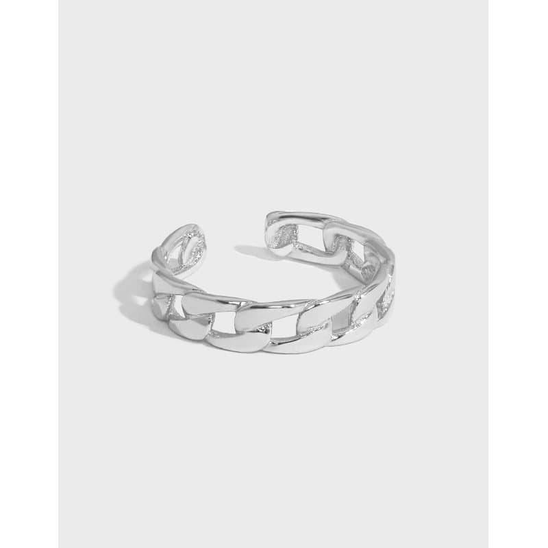 Classic Hollow Chain 925 Sterling Silver Adjustable Ring