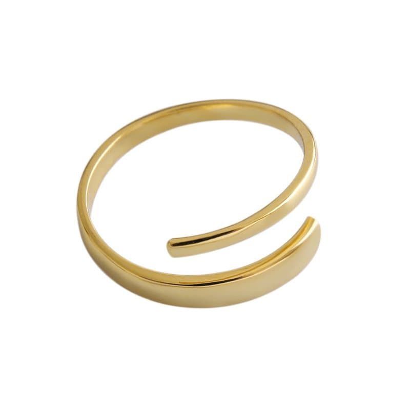 Minimalist Geometric Lines 925 Sterling Silver Adjustable Ring