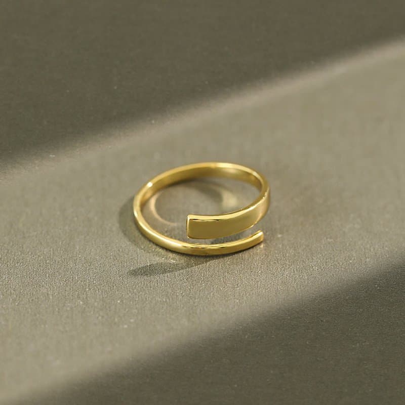Minimalist Geometric Lines 925 Sterling Silver Adjustable Ring