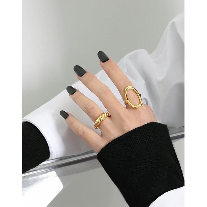 Geometric Hollow O Shape 925 Sterling Silver Adjustable Ring